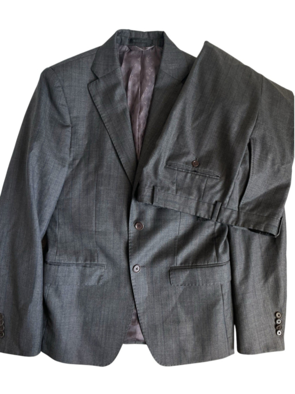 Psycho Bunny Suit Mens 38R/32x30.5 Gray Wool Striped